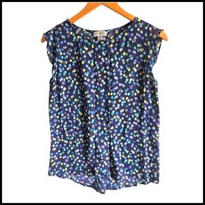 Tahari Arthur S. Levine‎ Sleeveless Blouse Diamond Print Casual Top XS